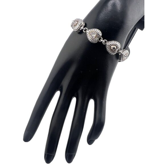 Brighton silver plated bracelet with crystals and hearts. - Picture 1 of 6